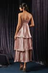 Shop_B'Infinite_Pink Satin Plain Pleated Classic Metallic Tiered Dress For Kids_at_Aza_Fashions