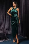 Buy_B'Infinite_Green Organza Plain Asymmetric High Slit Dress For Kids_at_Aza_Fashions