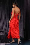 Shop_B'Infinite_Red Satin Plain Veil Shoulder Straps Ruffled Midi Dress For Kids_at_Aza_Fashions