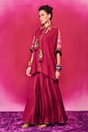 Buy Capisvirleo Fuchsia Silk Embroidery, Tassels Collared Meera Aari Shirt And Sharara Set at Aza Fashions Buy_Capisvirleo_Fuchsia Silk Embroidery, Tassels Collared Meera Aari Shirt And Sharara Set _at_Aza_Fashions