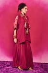 Shop Capisvirleo Fuchsia Silk Embroidery, Tassels Collared Meera Aari Shirt And Sharara Set Online at Aza Fashions Shop_Capisvirleo_Fuchsia Silk Embroidery, Tassels Collared Meera Aari Shirt And Sharara Set _Online_at_Aza_Fashions