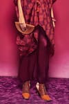 Buy_Capisvirleo_Fuchsia Silk Shibori V Neck Coco Kaftan And Pant Set _Online_at_Aza_Fashions