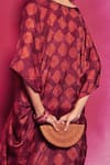 Shop_Capisvirleo_Fuchsia Silk Shibori V Neck Coco Kaftan And Pant Set _Online_at_Aza_Fashions