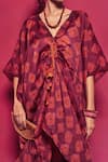 Capisvirleo_Fuchsia Silk Shibori V Neck Coco Kaftan And Pant Set _at_Aza_Fashions