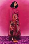 Shop_Capisvirleo_Fuchsia Silk Patchwork Amala Skirt _at_Aza_Fashions