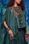 Shop_Capisvirleo_Blue Silk Embroidered Applique Round Malti Tassel Detailed Cape With Skirt _Online_at_Aza_Fashions