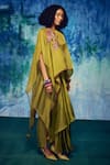 Buy_Capisvirleo_Green Silk Embroidered Applique Malti Tassel Detailed Cape With Pleated Skirt _Online_at_Aza_Fashions