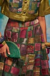 Buy_Capisvirleo_Multi Color Silk Patchwork Collared Althea Skirt With Cropped Shirt 