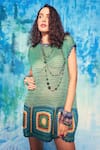 Capisvirleo_Blue Handloom Hand Crochet Round Marina Dress _at_Aza_Fashions