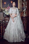 Buy_MATSYA_Silver Lehenga And Blouse Tissue Embroidery The Sona Chandi Work Bridal Set _at_Aza_Fashions