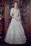 Shop_MATSYA_Silver Lehenga And Blouse Tissue Embroidery The Sona Chandi Work Bridal Set _at_Aza_Fashions