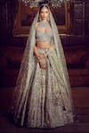 Buy_MATSYA_Green Blouse And Lehenga Raw Silk Embroidery Dori Leaf The Morbagh Bridal Set _Online_at_Aza_Fashions