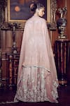 Shop_MATSYA_Pink Blouse And Lehenga Tissue Embroidery Zardozi French Rose Aurum Bridal Set _at_Aza_Fashions