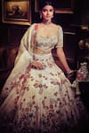 MATSYA_Ivory Blouse And Lehenga Raw Silk Embroidery Aari The Royal Satire Bridal Set _Online_at_Aza_Fashions