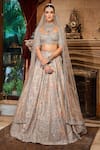 Buy_MATSYA_Off White Lehenga And Blouse Tissue Embroidery Zardozi The Flamingo Bridal Set _at_Aza_Fashions