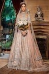 Shop_MATSYA_Off White Lehenga And Blouse Tissue Embroidery Zardozi The Flamingo Bridal Set _Online_at_Aza_Fashions