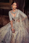 MATSYA_Off White Blouse And Lehenga Raw Silk Embroidery The Kamalbagh Aurum Bridal Set _Online_at_Aza_Fashions