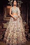 Buy_MATSYA_Pink Blouse And Lehenga Raw Silk Embroidery Aari Halter The Satire Japanese Set _at_Aza_Fashions