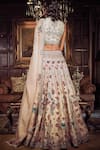 Shop_MATSYA_Pink Blouse And Lehenga Raw Silk Embroidery Aari Halter The Satire Japanese Set _at_Aza_Fashions