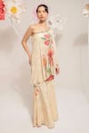 Shop_PREETI MEHTA_Cream 100% Viscose Printed Floral One-shoulder Top With Pant _Online_at_Aza_Fashions