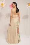 PREETI MEHTA_Cream 100% Viscose Printed Floral Square Cape And Draped Skirt Set _Online