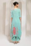 Shop_PREETI MEHTA_Green Georgette Viscose 60% Printed Floral Boat Pearl Work Kurta With Pant _at_Aza_Fashions