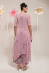 Shop_PREETI MEHTA_Pink Lurex Chinon In 60% And 40% Polyester Printed Lotus Boat Kurta With Pant _at_Aza_Fashions