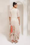 Shop_PREETI MEHTA_Ivory Georgette Viscose 60% Printed Floral Round Asymmetric Kurta With Pant _at_Aza_Fashions