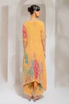 Shop_PREETI MEHTA_Yellow Georgette Viscose 60% Printed Floral Notched A-line Kurta With Pant _at_Aza_Fashions