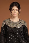 Buy_RIRASA_Black Satin Embroidered Sequin Round Top And Pant Set 