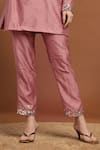 Buy_RIRASA_Pink Silk Embroidered Sequin Notched Neckline Kurta And Pant Set _Online_at_Aza_Fashions