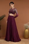 Shop_RIRASA_Purple Organza Embroidered Sequin Round Blouse And Lehenga Set _Online_at_Aza_Fashions