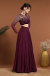 RIRASA_Purple Organza Embroidered Sequin Round Blouse And Lehenga Set _at_Aza_Fashions