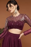 Buy_RIRASA_Purple Organza Embroidered Sequin Round Blouse And Lehenga Set 