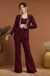 RIRASA_Purple Lurex Crepe Embroidered Sequin Jacket Shawl Collar Pant Set _Online_at_Aza_Fashions