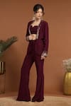 Buy_RIRASA_Purple Lurex Crepe Embroidered Sequin Jacket Shawl Collar Pant Set _Online_at_Aza_Fashions