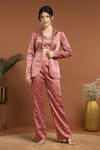 Buy_RIRASA_Pink Satin Embroidered Sequin Jacket Shawl Collar And Pant Set _at_Aza_Fashions