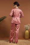 Shop_RIRASA_Pink Satin Embroidered Sequin Jacket Shawl Collar And Pant Set _at_Aza_Fashions