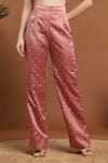 Buy_RIRASA_Pink Satin Embroidered Sequin Jacket Shawl Collar And Pant Set _Online_at_Aza_Fashions