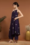 Buy_RIRASA_Purple Silk Blend Embroidered Bead One-shoulder Kurta And Pant Set _Online_at_Aza_Fashions