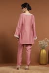 Shop_RIRASA_Pink Silk Embroidered Thread Round Kurta And Pant Set _at_Aza_Fashions