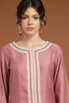 Buy_RIRASA_Pink Silk Embroidered Thread Round Kurta And Pant Set 