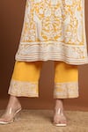 RIRASA_Yellow Georgette Embroidered Thread Notched Floral Bird Kurta Set _Online_at_Aza_Fashions