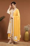 Shop_RIRASA_Yellow Georgette Embroidered Thread Notched Floral Bird Kurta Set _Online_at_Aza_Fashions