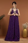 Buy_RIRASA_Purple Georgette Embroidered Sequin Sweetheart Floral Cape Sharara Set _at_Aza_Fashions