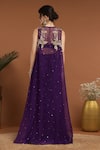 Shop_RIRASA_Purple Georgette Embroidered Sequin Sweetheart Floral Cape Sharara Set _at_Aza_Fashions