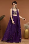 Buy_RIRASA_Purple Georgette Embroidered Sequin Sweetheart Floral Cape Sharara Set _Online_at_Aza_Fashions