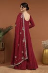 Shop_RIRASA_Maroon Georgette Embroidery Ghungroo Embellished Tie Up Anarkali With Dupatta _at_Aza_Fashions