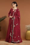 RIRASA_Maroon Georgette Embroidery Ghungroo Embellished Tie Up Anarkali With Dupatta _at_Aza_Fashions