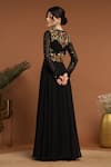 Shop_RIRASA_Black Georgette Embroidery Sequin Floral Thread Jacket With Work Anarkali _at_Aza_Fashions